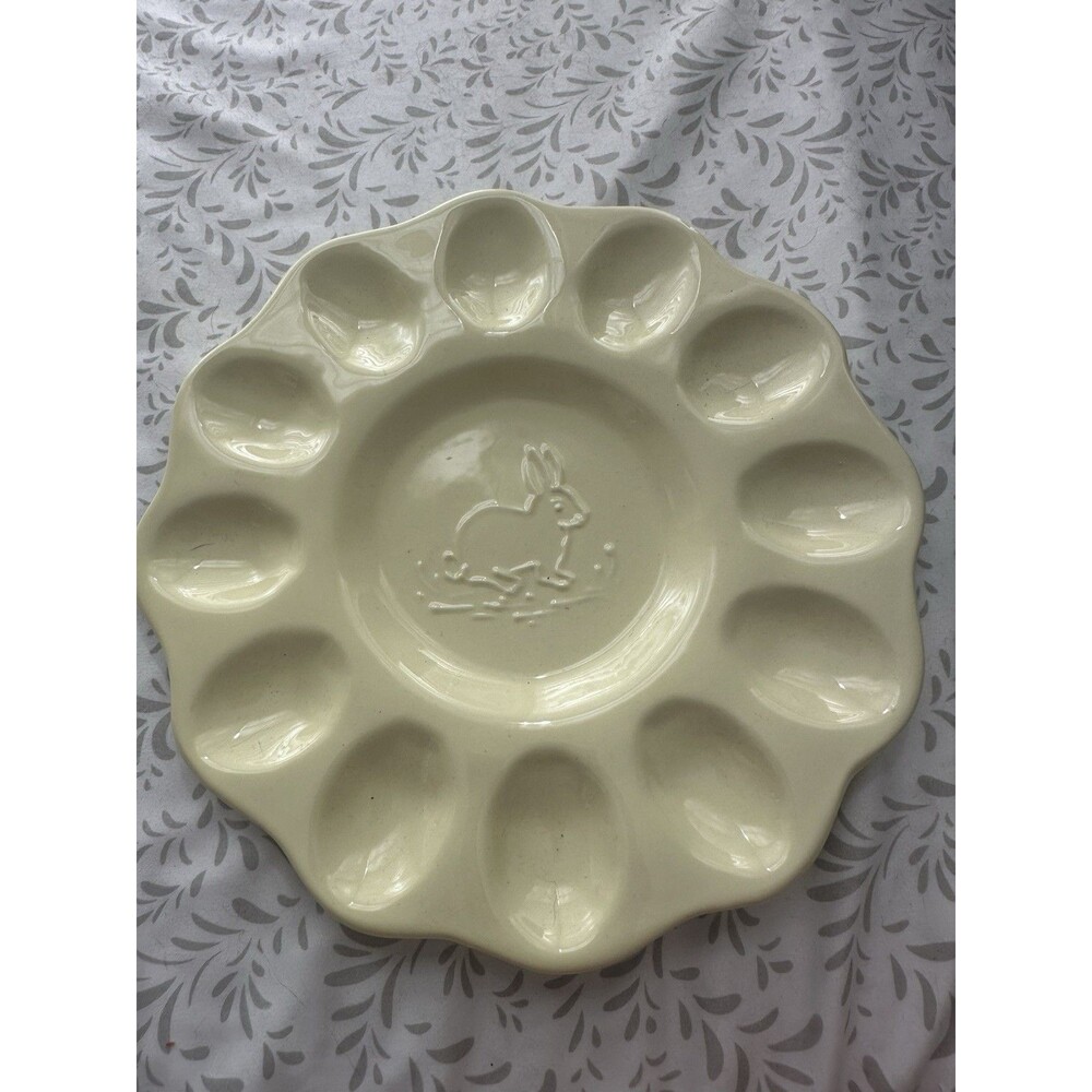 Vintage Maioliche Jessica Ceramic Deviled Egg Platter
